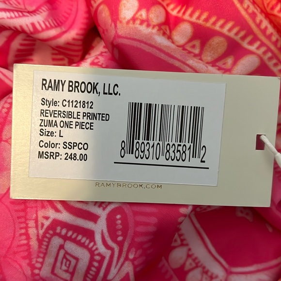 New Ramy Brook Zuma Reversible Plunge Pink Multi One-Piece Swimsuit NWT Large - Picture 5 of 10